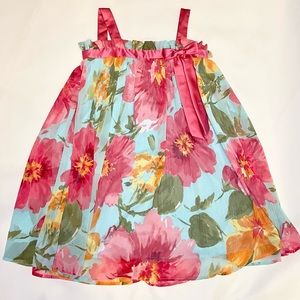 Bonnie Jean big girls floral dress with ribbon detail size 14 Blue And Pink